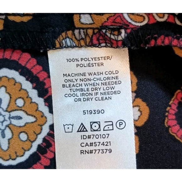 LOFT Medallion Print Ruffle Shoulder Blouse Womens L Bar Back Boho Top - Picture 11 of 14